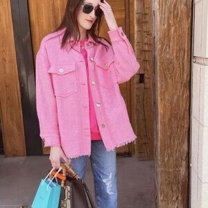 Zara Blogger Favorite Tweed New with tags Light Shacket Gold Button Down Large